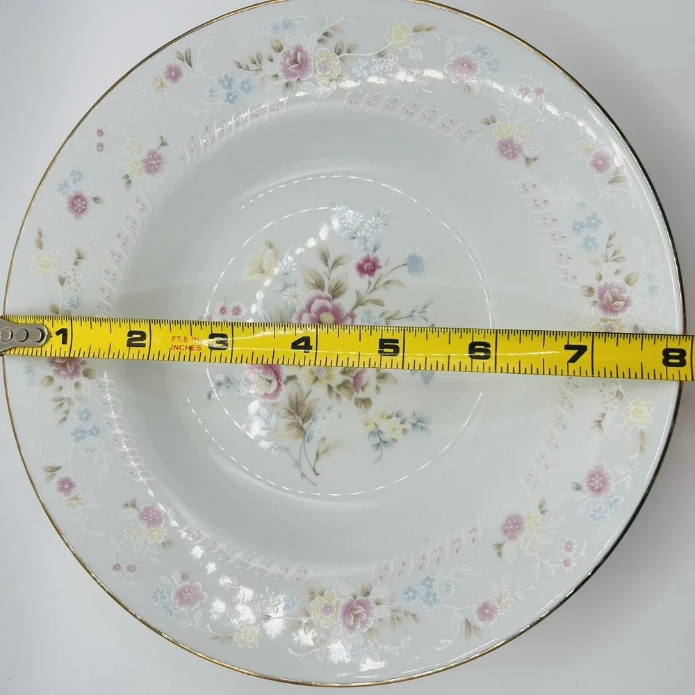 Home Styles Floral Soup Salad Bowl Fine China Gold Trim White Cottagecore